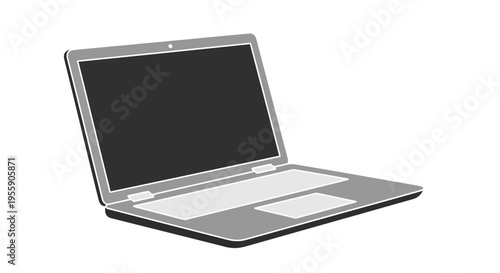 Sleek silver laptop illustration poised for productivity with minimalistic design