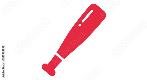Simple red baseball bat icon on a white background perfect for design projects