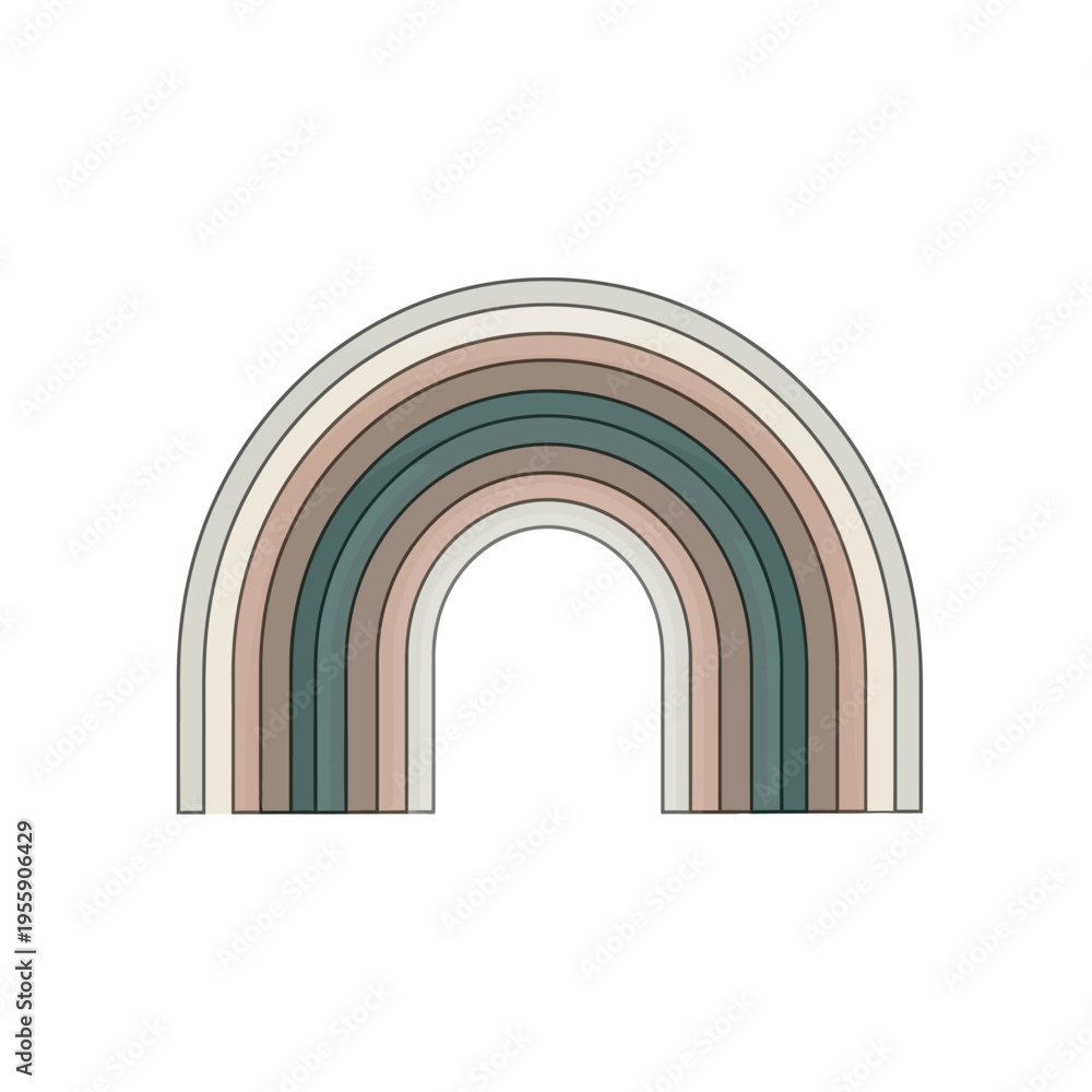 Fototapeta premium Minimalist Boho Rainbow Arch Design in Muted Earth Tones.