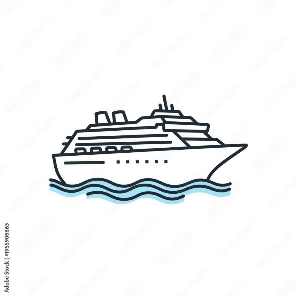 Fototapeta premium Cruise Ship Sailing on Water.