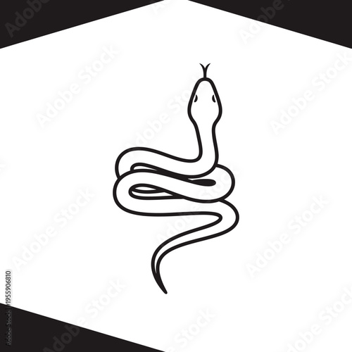 Minimalist Line Art Illustration of a Coiled Snake.