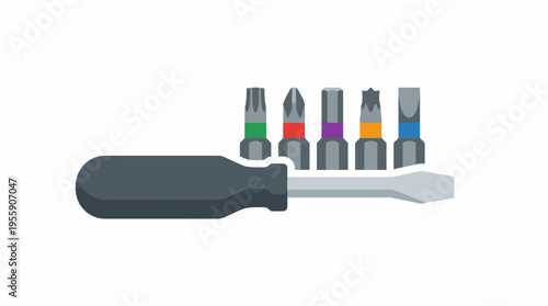 An arrangement of precision screwdrivers alongside interchangeable bits showcases essential tools for repairs and maintenance, appealing to builders, inventors, and DIY enthusiasts.