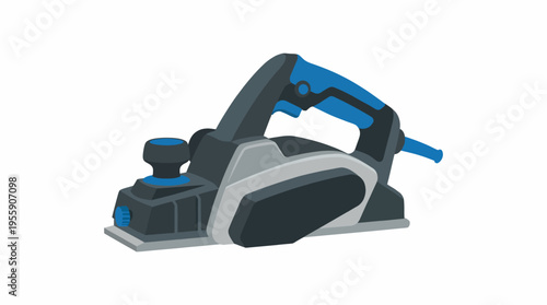 An electric planer is displayed on a white background, highlighting its design and functionality as an essential tool for woodworking and renovation projects.