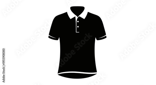 Modern black polo shirt with white collar and cuffs
