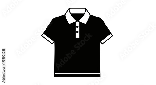 Black polo shirt with white collar and cuffs
