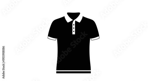 Modern black polo shirt with white collar and cuffs