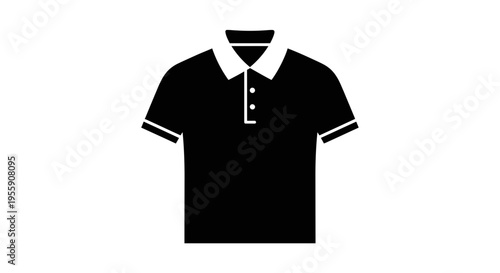 Modern black polo shirt with white collar and cuffs