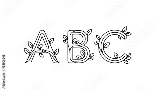 ABC Leaf Line Logo Eco Friendly Alphabet Nature Vector