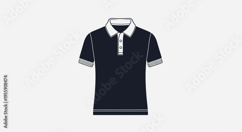 Modern black polo shirt with white collar and cuffs