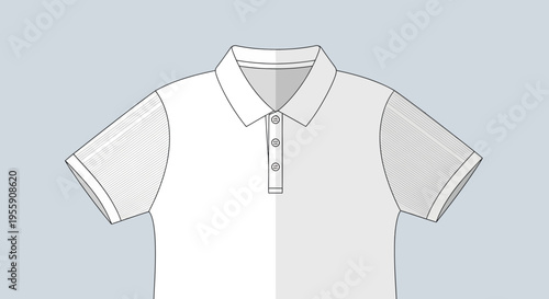 flat vector Illustration of a White Polo Shirt