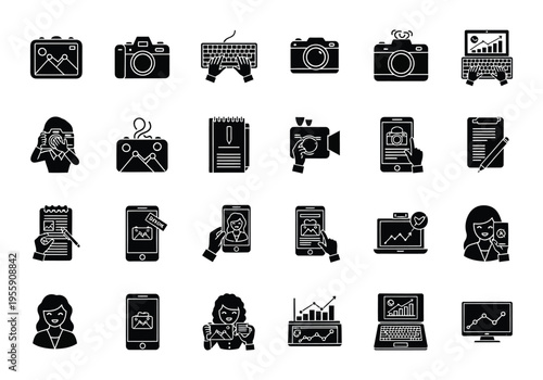 A collection of business and finance related icons showcasing various aspects of corporate and personal wealth management.