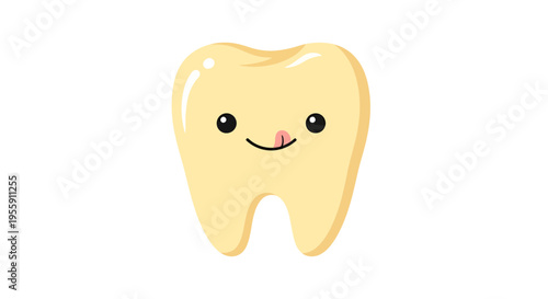 Smiling tooth character with adorable face promoting pediatric dental wellness and oral hygiene