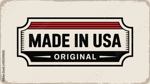 Vintage style Made in USA Original badge on a light tan background