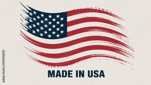 Stylized United States flag painted with textured brushstrokes and Made in USA declaration