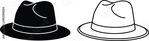 Fedora Hat Icon Set Vector Illustration Vector