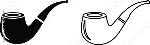 Tobacco Smoking Pipe Icons Set Vector