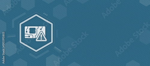 Computer hardware error warning sign vector illustration with circuit board and copy space for text background