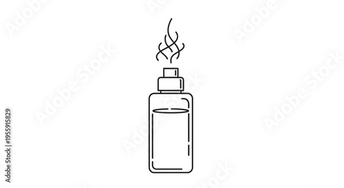 Vaporizer pen with swirling vapor, minimalist line art icon