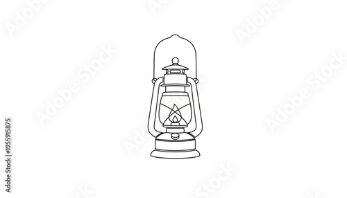 Vintage Oil Lantern Outline Illustration
