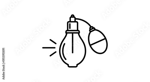 Vintage Perfume Bottle Atomizer Spray Icon, Retro Beauty and Fragrance Symbol