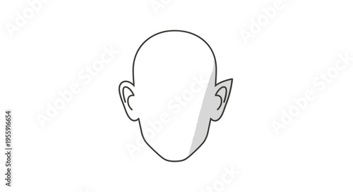 Stylized Human Head Outline with Shadow, Minimalist Vector Art