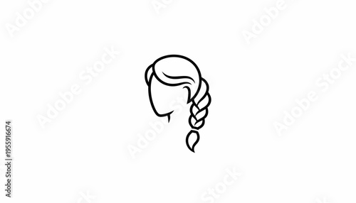 Stylized Woman Profile with Braided Hair Icon