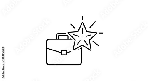 Successful Business Achievement: Briefcase with Shining Star Icon
