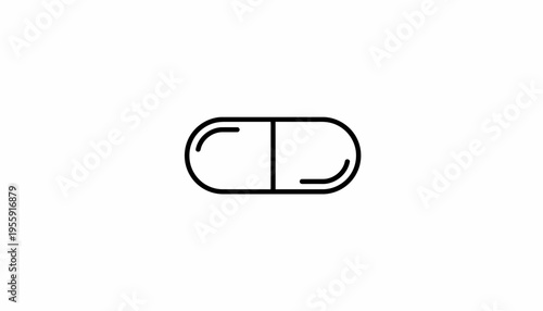 Simple Line Icon of a Pill Capsule