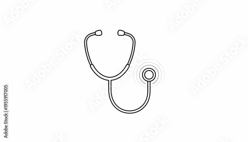 Simple Stethoscope Icon Outline, Medical Health Care Symbol, Doctor Tool, Diagnostic Equipment