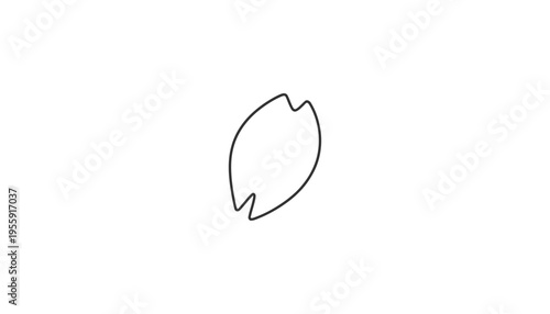 Single Cherry Blossom Petal Outline Isolated on White Background