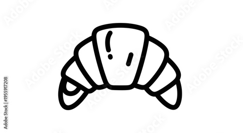 Simple Croissant Icon, Line Art, Breakfast Pastry, Bakery Food Graphic