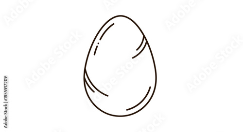 Simple Hand Drawn Egg Icon, Minimalist Line Art, Easter Symbol, Organic Food