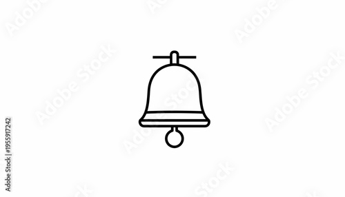 Simple Line Art Bell Icon, Notification Symbol, Alert Sign, Minimalist Design