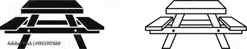 Picnic Table Icon Set Vector