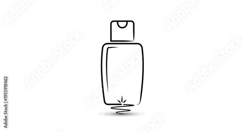 Minimalist Line Art of a Cosmetic Bottle with Flip Top Cap