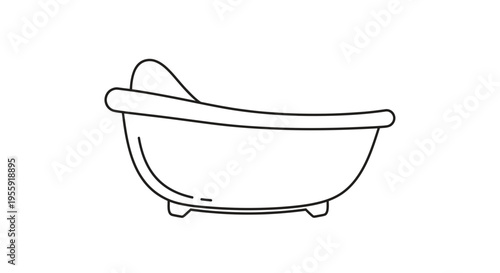 Minimalist Bathtub Line Art Icon: Simple Clean Bathroom Fixture Outline