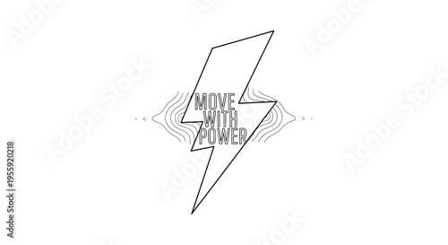 Lightning Bolt with "Move With Power" Text - Dynamic Energy and Strength Symbol