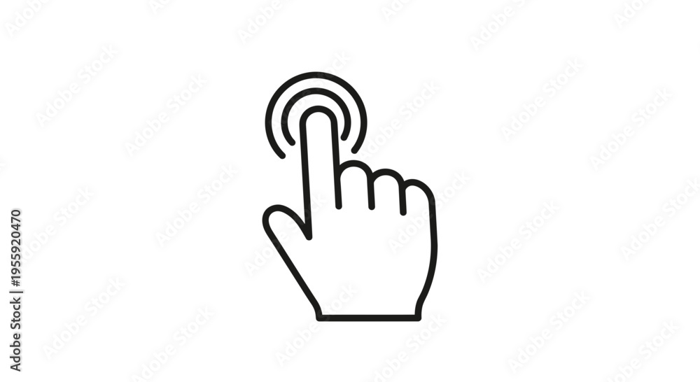 Obraz premium Hand Cursor Icon Tapping Screen, Digital Interaction, User Interface Element