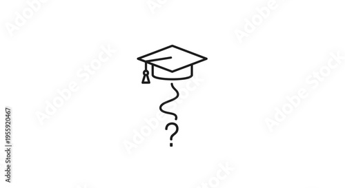 Graduation Cap with Question Mark, Symbolizing Uncertainty in Education and Future Career Path