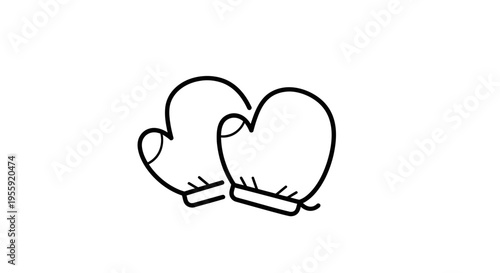 Hand drawn boxing gloves icon, simple outline illustration, isolated on white background