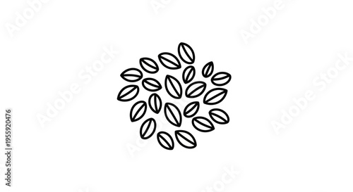 Hand Drawn Coffee Beans Icon, Simple Outline Illustration, Isolated on White Background