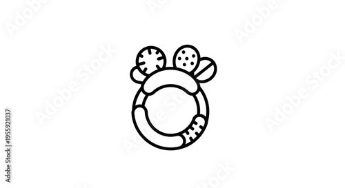 Cute cartoon hermit crab icon, simple line art, isolated on white background.
