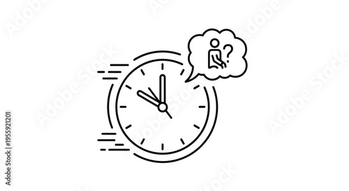 Clock with Question Mark Thought Bubble: Time for a Decision or Problem Solving
