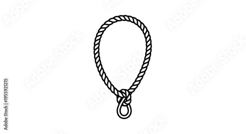 Close-up of a sturdy knot tied in a thick, twisted rope, forming a secure loop.