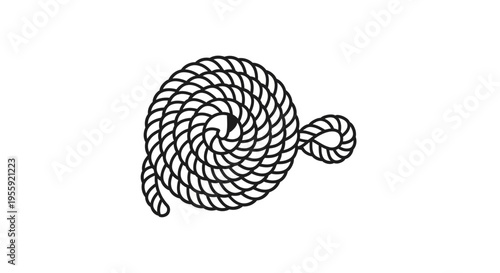 Coiled Nautical Rope with Eye Splice Knot, Marine Equipment Detail