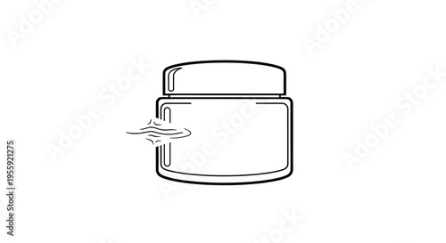 Cosmetic cream jar with air flow lines indicating freshness or application