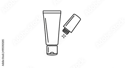 Cosmetic tube with open cap, icon for beauty and skincare products