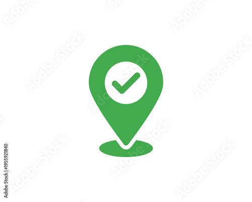 Green location pin with check mark symbol