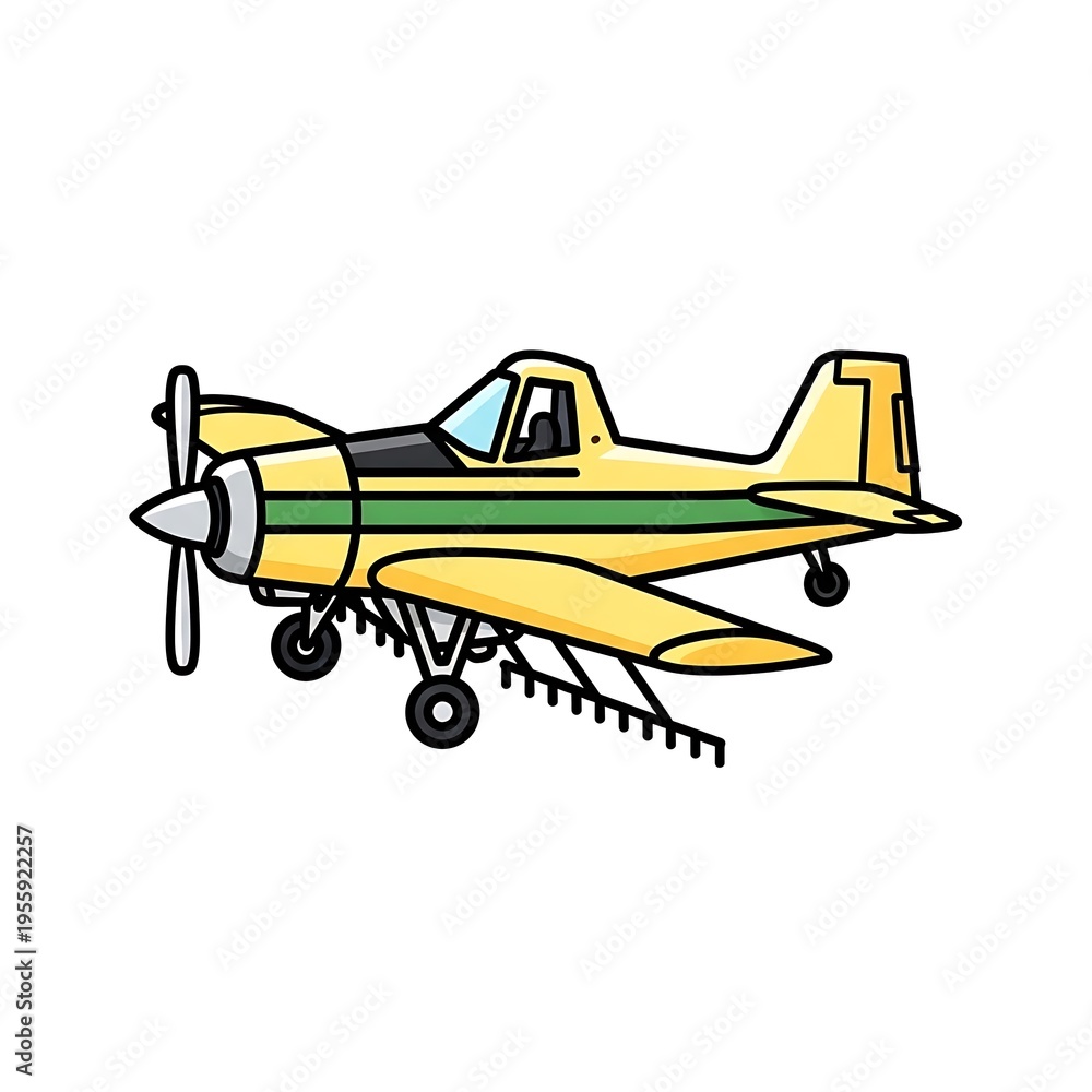 Fototapeta premium Yellow Cartoon Airplane Vehicle.
