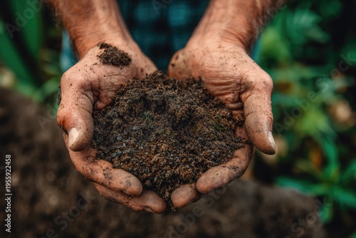 Hands Holding Soil - A Close-Up of Earth and Nature.